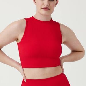 Spanx Contour Rib Mock Neck Crop Top
